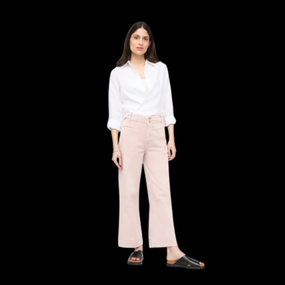 Wide Leg High-Rise Trousers in Pale Pink
